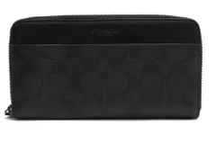 コーチ／COACH 長財布 財布 ウォレット メンズ 男性 男性用 PVC レザー 革 ブラック 黒  25517 Accordion Wallet In Signature Canvas 小銭入れあり ラウンドジップ ラウンドファスナー