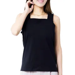 【新品】 [FLUTE.MF] タンクトップ レディース キャミソール 綿100 吸水速乾 ブラ紐隠し インナー 肌着 カットソー 大きいサイズ チラ見え防止 汗脇パッド 胸元隠し スクエアネック レイヤード コットン cotton Ladies 汗対策  0