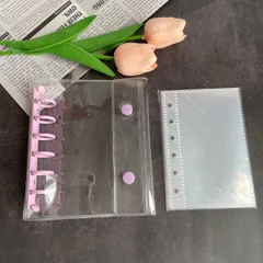 A7シール帳 クリアバインダー 6穴 ダブルボタン ロルバーン パステルカラー　パープルリフィル付