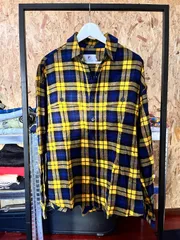 FILA 「Yellow × Blue Check Flannel Shirt」 M