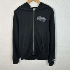 PUMA プーマ ジップアップパーカー ロゴプリント ブラック Mサイズ メンズ 古着 スポーツMIX ストリート