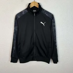 PUMA プーマ トラックジャケット ジャージ 袖迷彩 ロゴ ブラック Mサイズ メンズ 古着 スポーツMIX テック系