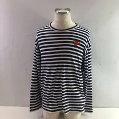 04w5315∞※【中古】 PLAY COMME des GARCONS プレイ コムデギャルソン ワンポイント レッドハート ロングボーダー Tシャツ ロンT 長袖 AZ-T010 ネイビー/ホワイト サイズL コットン 刺繍 【八王子店】