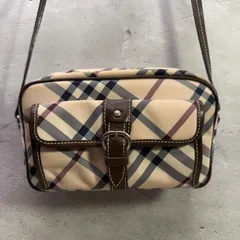 ✨BURBERRY BLUE LABEL バーバリーブルーレーベル ノバチェック ショルダーバッグ レザー ベージュ 斜め掛け 使用感あり 内側汚れあり レディース✨チェック
