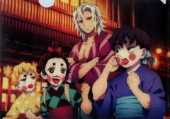 【中古】クリアファイル [単品] 宇髄天元＆炭子＆善子＆猪子 描き下ろしイラスト和風クリアファイル 「Blu-ray/DVD 鬼滅の刃 遊郭編」 アニメイト全巻連動購入特典