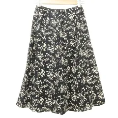 レリアン Leilian 花柄 ピンタック フレア スカート ロング 11 黒 ブラック ■YHS10