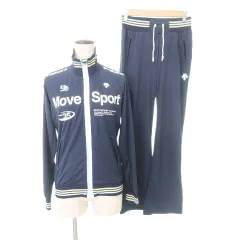 デサント DESCENTE 美品 ジャージ セットアップ スポーツウェア 羽織 ボトム Mサイズ 紺 ネイビー