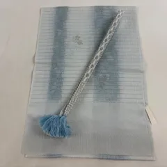 和装セット 優品 帯締め帯揚げ2点セット 絽 花 箔 水色 正絹 和装小物  【中古】