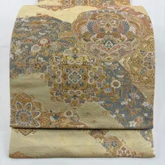 【美品】 袋帯 秀品 向かい鳥 華文 金銀糸 箔 金色 六通 正絹 【中古】
