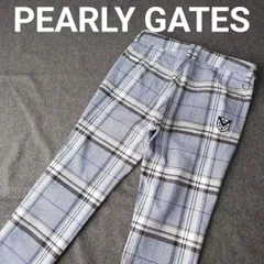 秋冬 PEARLY GATES パーリーゲイツ ロゴワッペン チェック柄パンツ ブルー系 レディース ゴルフウェア S 0