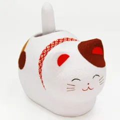 大阪長生堂 置物 招き猫 ソーラー 猫 開運グッズ オリジナル木札付 (ゆらゆらソーラー 座り猫 ちりめん 三毛猫)