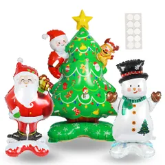 クリスマス バルーン クリスマス 飾り バルーン 大型 サンタ ツリー 雪だるま 3個セット 風船 飾り 特大 H 高さ約123cm 大きい アルミ 雰囲気満点 小道具 玄関 店舗 家庭用 学園祭 文化祭 パーティーグッズ イベント デコレーション用小物