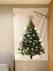 クリスマスツリー タペストリー ＆ LEDイルミネーションライト クリスマス タペストリー 壁掛け ツリー オーナメント ジュエリーライト 北欧 おしゃれ (4点セット)