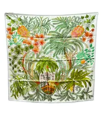 美品 エルメス スカーフ シルク100% カレダブルフェイス90 リバーシブル LE JARDIN DES PEINTRES レディース HERMES