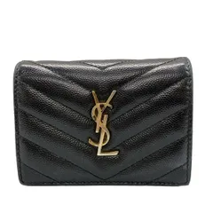 SAINT LAURENT PARIS(サンローランパリ) 2つ折り財布 - 530841 黒 キルティングステッチ/ゴールド金具 レザー