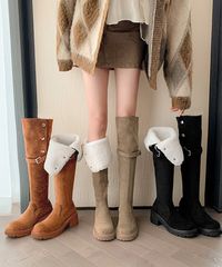 艶々ニーハイ 超ロングブーツ 柔らかレザー27.5cm バックファスナー