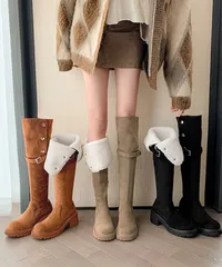 ニーハイブーツ ロングブーツ スエード調