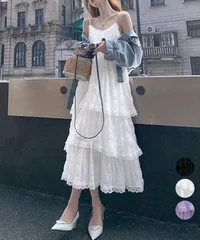 ティアードキャミワンピース レースワンピ