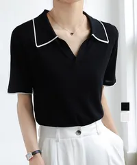 半袖 ポロシャツ レディース ニット夏服