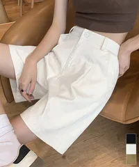 ベルト付きショートパンツ タック入り夏服