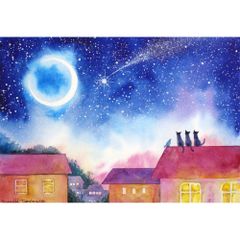 RUKURUKUさま専用（原画）月への雪道【SMサイズ／水彩画／#2846