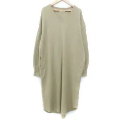 フリークスストア FREAKS STORE ワンピース ワッフル ロング丈 マキシ丈 長袖 Vネック サイドスリット 無地 F ベージュ /FF5