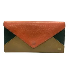 Chloe(クロエ) 長財布 - オレンジ×ブラウン×カーキ レザー