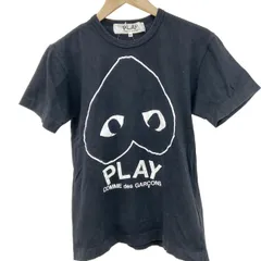 PLAY COMMEdesGARCONS(プレイコムデギャルソン) 七分袖Tシャツ サイズM レディース - 黒×アイボリー クルーネック/ハート