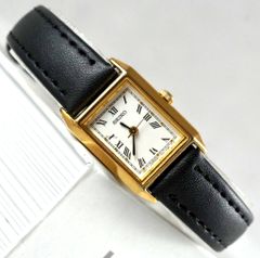 [New Battery Replaced] SEIKO V401-5670 Ladies' Quartz Watch, Gold Rectangle Tank Square Case, Roman Numerals, Vintage Antique, Working Condition, Analog, Rare, Old Seiko, Classic, Simple