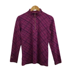 ルコックスポルティフ le coq sportif カットソー Tシャツ プルオーバー ハイネック ハーフジップ 総柄 ロゴ 長袖 O ピンク 紫 パープルのサムネイル