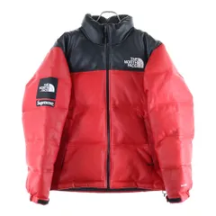 SUPREME (シュプリーム) 17AW ×THE NORTH FACE Leather Nuptse Jacket ザノースフェイス レザー ヌプシダウンジャケット レッド ND91702I