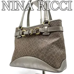 ★【良品】ニナリッチ ハンドバッグ ベルトデザイン ジラフ柄 PVC シルバー 上品 きれいめ 通勤 肩掛け 軽量 広めマチ 収納力 高見え エレガント 大人コーデ NINA RICCI