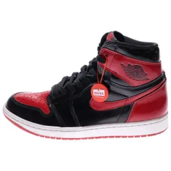NIKE (ナイキ) AIR JORDAN1 HIGH OG エアジョーダン1 パテントブレッド ハイカットスニーカー ブラック/レッド US9.5/27.5cm 555088-063
