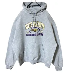 パーカー グレー チャンピオン イーグルス 2XL チームロゴ ユニセックス スウェット メンズ 古着 長袖 レディース 極太アーム フーディ カレッジロゴ プリント オーバーサイズ ビックシルエット