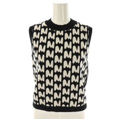【中古】エムエスジーエム MSGM ニットベスト ロゴ プルオーバー S ブラック ホワイト /DF ■GY57 レディース エムエスジーエム MSGM ニットベスト ロゴ プルオーバー S ブラック