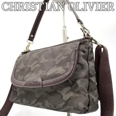 ★【超美品】クリスチャンオリビエ 2way ショルダーバッグ 迷彩 カモフラ ナイロン 軽量 大容量 多収納 ポケット豊富 斜め掛け 肩掛け 通勤 通学 旅行 デイリー 収納力 落ち着いたカラー おしゃれ シンプル 実用性◎ Christian Olivier