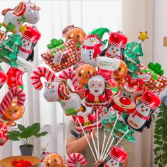 【2026年クリスマス飾り】【クリスマス特集】ポンプ付き！！10個ランダムに発送 風船 手持ち プレゼント　メリークリスマスの日ホイルバルーン雪だるまサンタクロースクリスマスツリー装飾エアグロボス