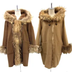 ◆GRACE CONTINENTAL グレースコンチネンタル フード付き リバーシブル ウールコート リアルファー 本毛皮 レディース
