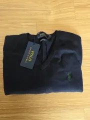 新品 POLO RALPH LAUREN ポロラルフローレン ネイビー Vネック ニット M