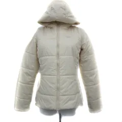 アディダスオリジナルス adidas originals 中綿ジャケット ミドル丈 ジップアップ ロゴワッペン フード付き M アイボリー /YS12