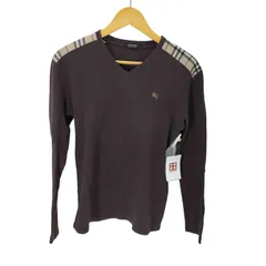 バーバリーブラックレーベル BURBERRY BLACK LABEL ホース刺繍 ショルダーノバチェック Vネックカットソー レディース  2