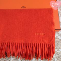 ❤お得なお品❤クリーニング済 ふんわりカシミヤマフラー ネイビーx