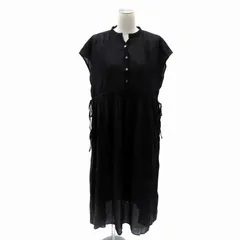 ジャーナルスタンダード レリューム JOURNAL STANDARD relume 21SS シアーシャツワンピース ロング丈 マキシ丈 ノースリーブ スリットネック ラミー 麻 F 黒 ブラック /NM1