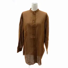 プラージュ Plage シアーシャツ ブラウス ロング丈 長袖 オーバーサイズ ブラウン /NM6