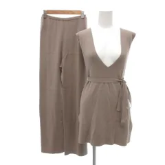 スナイデル SNIDEL 21SS ニット セットアップ パンツ 0 ベージュ Vネック ベルト付き スリット /IU