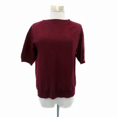ヒューマンウーマン HUMAN WOMAN ニット カットソー クルーネック 半袖 M ボルドー /HO24