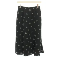 インゲボルグ INGEBORG スカート ロング フレア 花柄 M 黒 ブラック 白 ホワイト P023WWES33 /YT