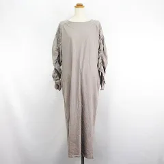 シュガースプーン SUGAR SPOON ワンピース チュニック 長袖 ギャザー ラグランスリーブ ロング丈 コットン F モカ ※EKM