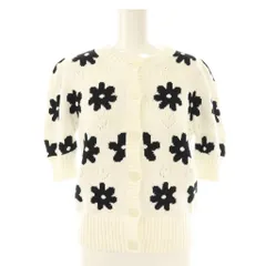ケイトスペード KATE SPADE フラワージャガード 半袖 カーディガン ニット XS ホワイト ブラック /ES ■OS