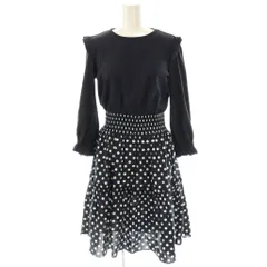 ケイトスペード KATE SPADE ドット切替 ワンピース ドッキング XS ダークネイビー ブラック ホワイト /ES ■OS